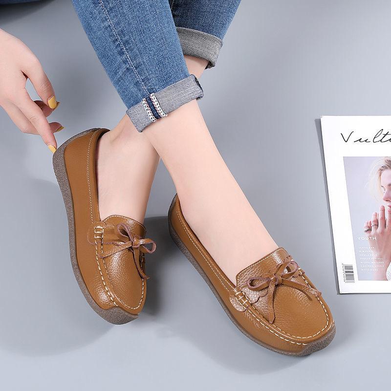 New leather handmade Doudou snail women's shoes non-slip and wear-resistant flat-heeled comfortable loafers women's shoes