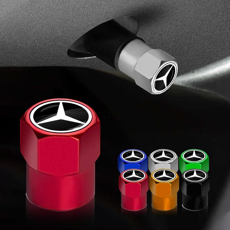 4Pcs 2025 Fashion New Car Wheel Tires Bolt-in Valve Caps Badge Car Accessories For Mercedes Benz AMG W204 W203 W212 W211 W124 W210 W205 W211 W213