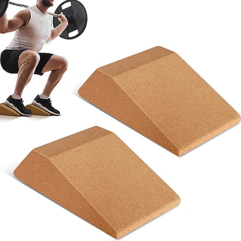 1 Pair Cork Squat Wedges Block Exercise Brick Calf Raise Block Inclines Board for Stretching Weightlifting Deadlift Yoga