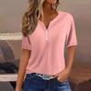 Damska koszulka T-shirt z nadrukiem Przycisk z krótkim rękawem Codzienny weekend Moda Podstawowy Dekolt w kształcie litery V Regularny top