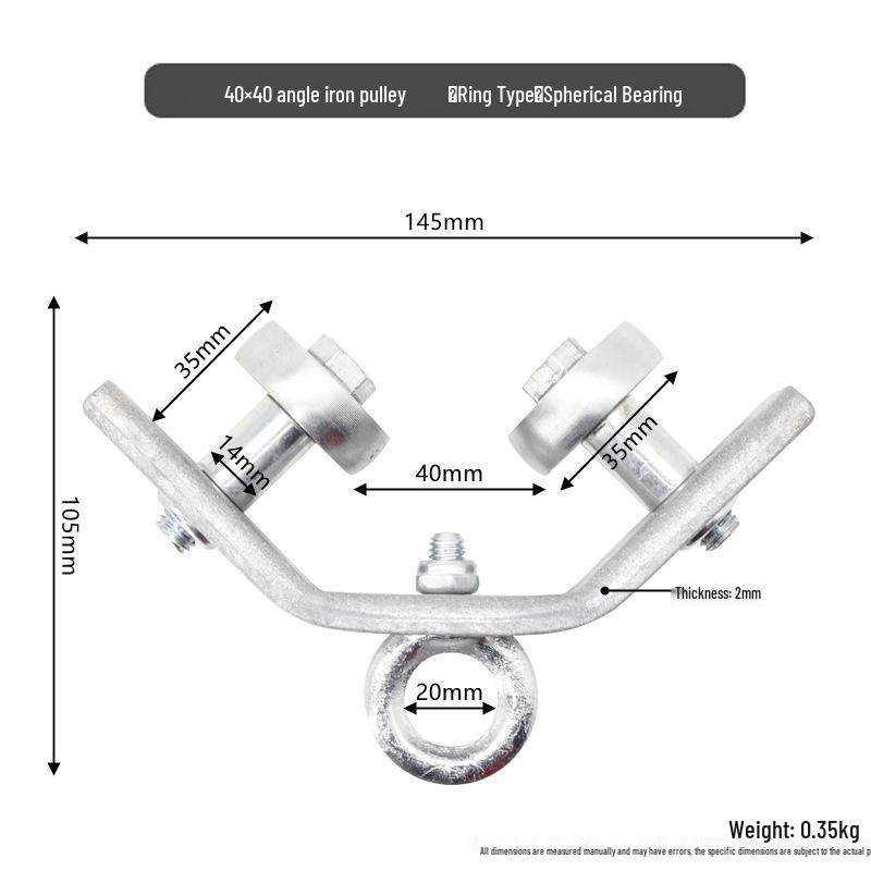 Poulie en fer d'angle pour arrosage de serre avec roulement à œillet et chariot à roues