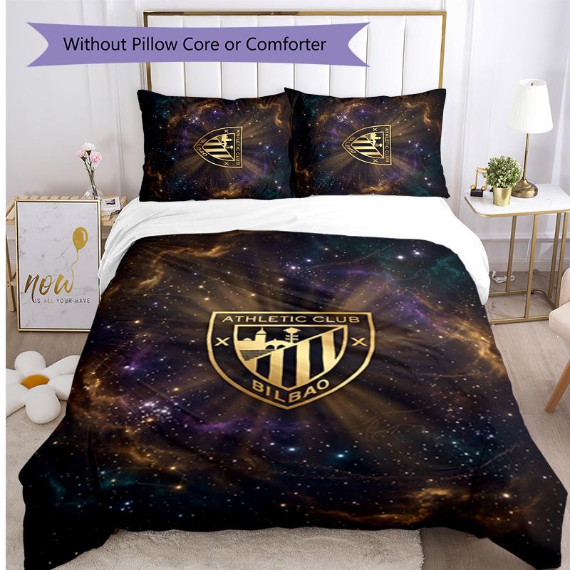 Athletic Bilbao Football Printed 3 Pieces Bedding Set, Comfortable Skin Friendly Bedroom Duvet Cover Set