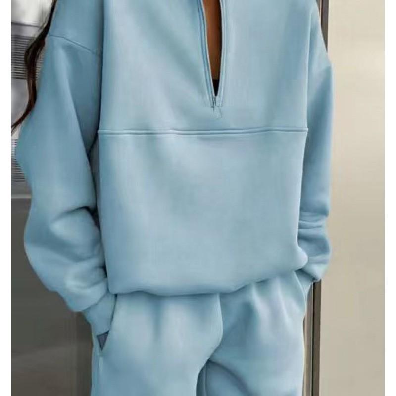 European-American Women's Thick Hoodie & Long Pants Two-Piece Set