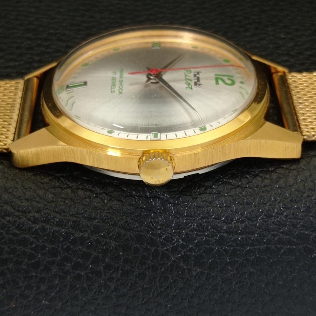 HMT PILOT VINTAGE HAND-WINDING INDIAN MENS SILVER COLOR DIAL WATCH A702072-5 R208-a702072