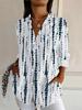 Women's Spring Summer 3D Printed Collared Shirt, Colorful Mosaic Ethnic Geometric Boho Vintage Blouse
