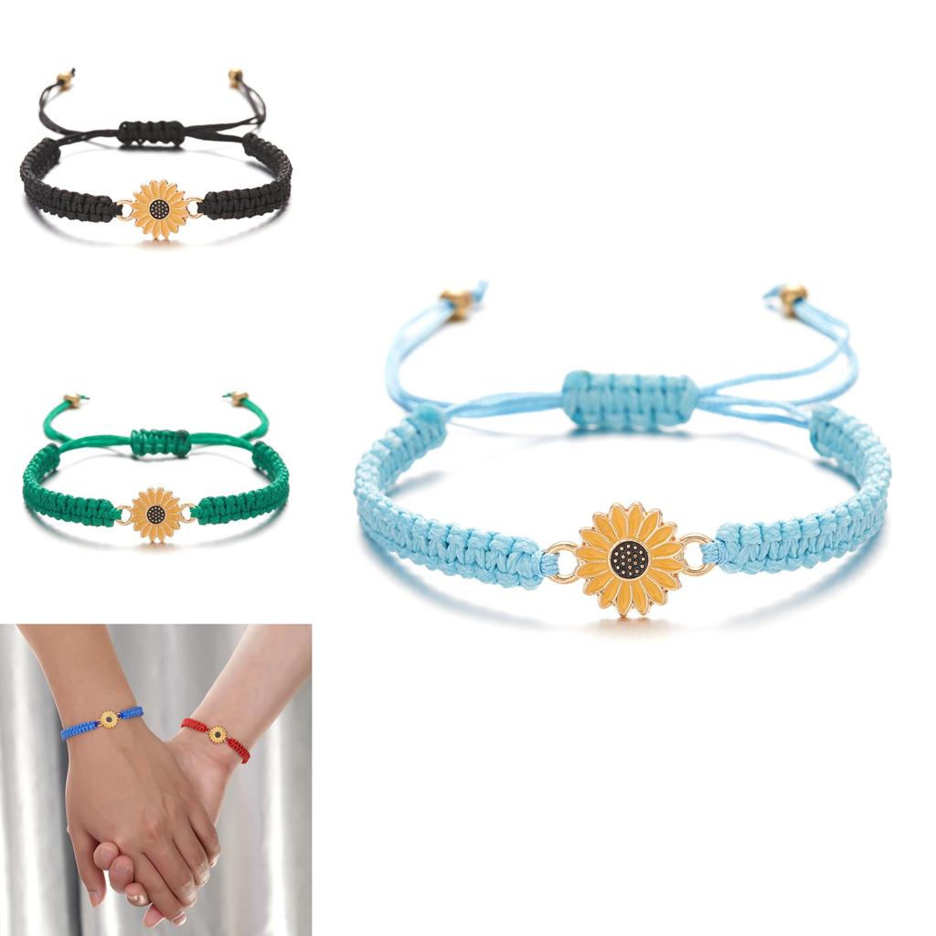 Handmade Sunflower Friendship Bracelet With Floral Design For Women And Couples