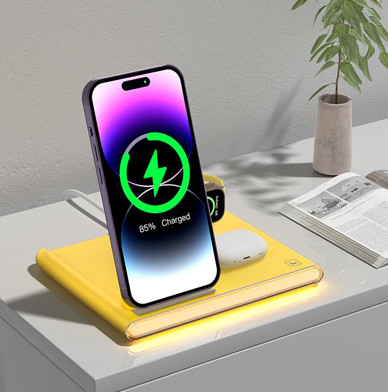 3-in-1 Foldable Wireless Charger for Phones, Earbuds, Apple, Samsung, and Watches with Fast Charging