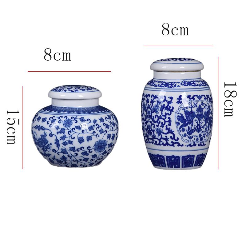 Blau-weiße Porzellan-Teedose mit Deckel Keramik-Tischvase Heim Multifunktionale Süßigkeiten Nüsse Schmuckschatulle Küchenbehälter