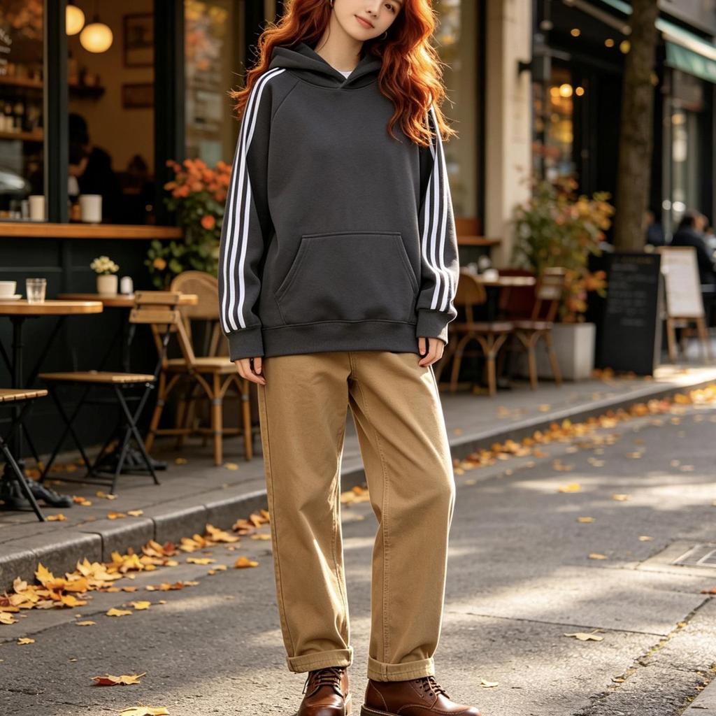 450g Trendy Unisex Cotton Terry Ollie Fleece Hooded Three-Stripe Patchwork Sweatshirt Jacket - Autumn/Winter Collection