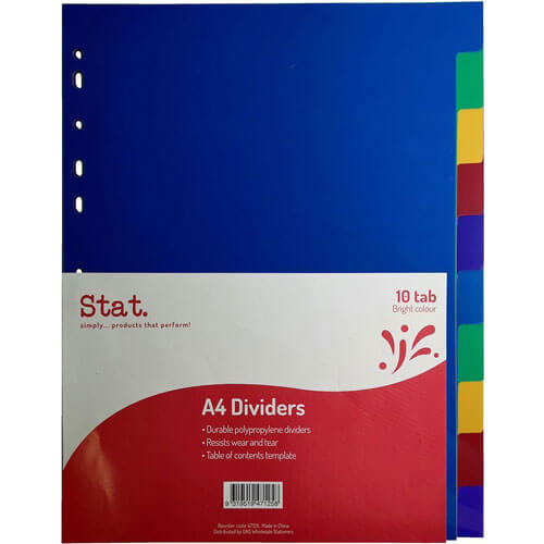 Stat Plastové Rozdělovače A4 (Barevný) (10 Tab)