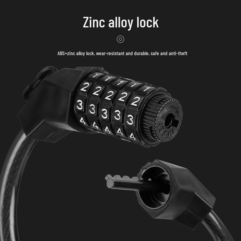 Five-Digit Cross-Border Anti-Theft Bicycle Lock with Thickened Steel Cable and Bracket