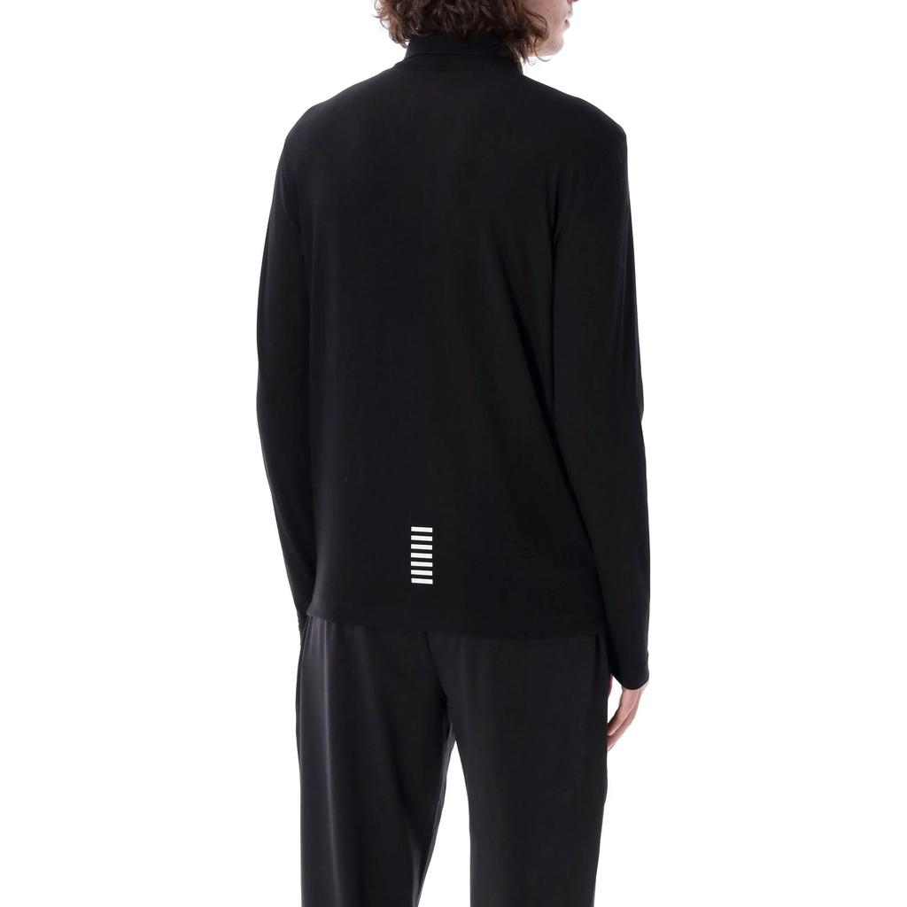 Emporio Armani Ea7 Solid Color Letter Logo Print Polo Neck Long Sleeve Polo Shirt Men Tops Black 8NPF15-PJVQZ-1200