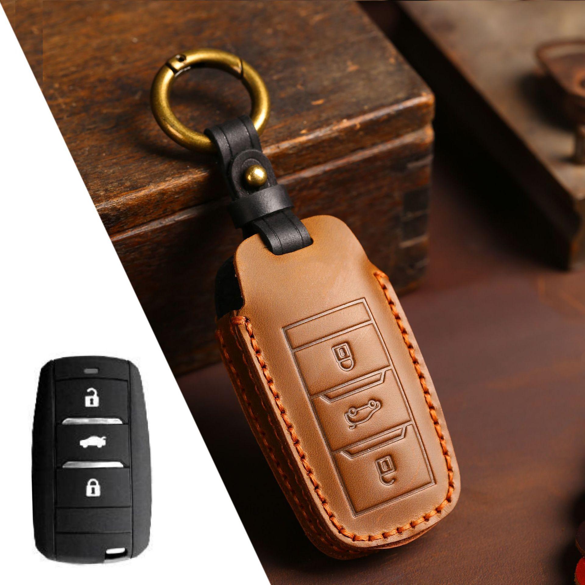 Applicable To Changan Cs75 Key Cover Yidong Dt/Xt/Cs55/Cs35Plus/Cs85 Car Leather Protection Bag коричневый