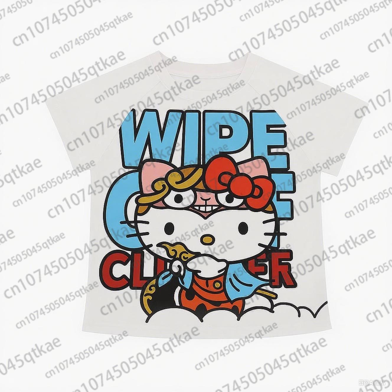 

Y2K Hello Kitty Hot Selling Cute Cartoon High Street Cosplay Shirt Women s Loose Casual Comfortable Sports Short Sleeved T-Shirt M