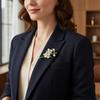Imitation Pearls Jasmine Flower Brooch Multi-Occasion Wear Collar Lapel Pin Lapel Pin Accessories
