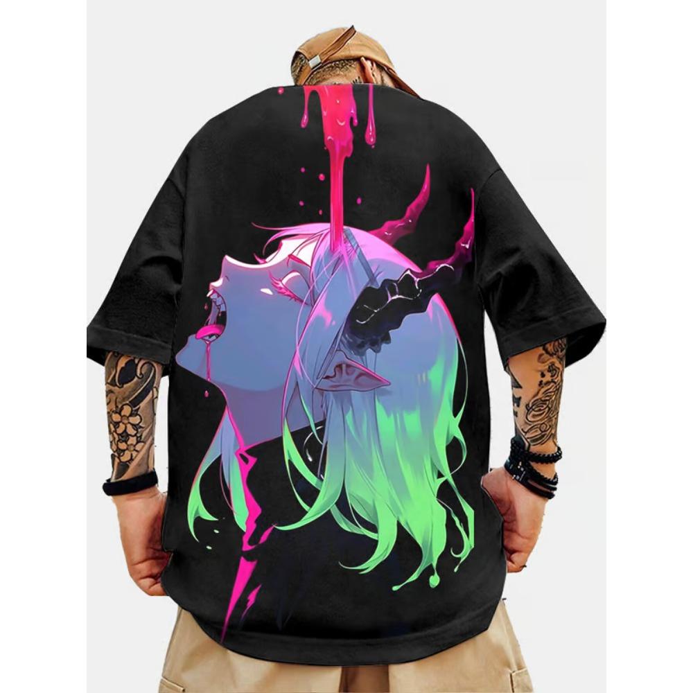 Men s T-shirt 3D animated character printed short sleeved T-shirt 2XS