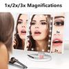 Makeup Mirror With LED, 1x Magnification Triptych Makeup Mirror, 2X, 3X, Cosmetic Mirror 21 Led Lighting Touch Screen, 180 ° Adjustable (White)