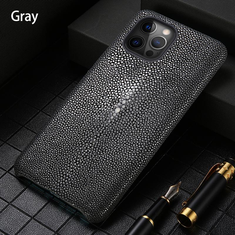 Genuine Stingray Leather Phone Case for iPhone 15 12 13 14 Pro Max 15Pro 13Pro 14Pro 15Plus 14Plus 12Pro 11 Pro Max Luxury Cover