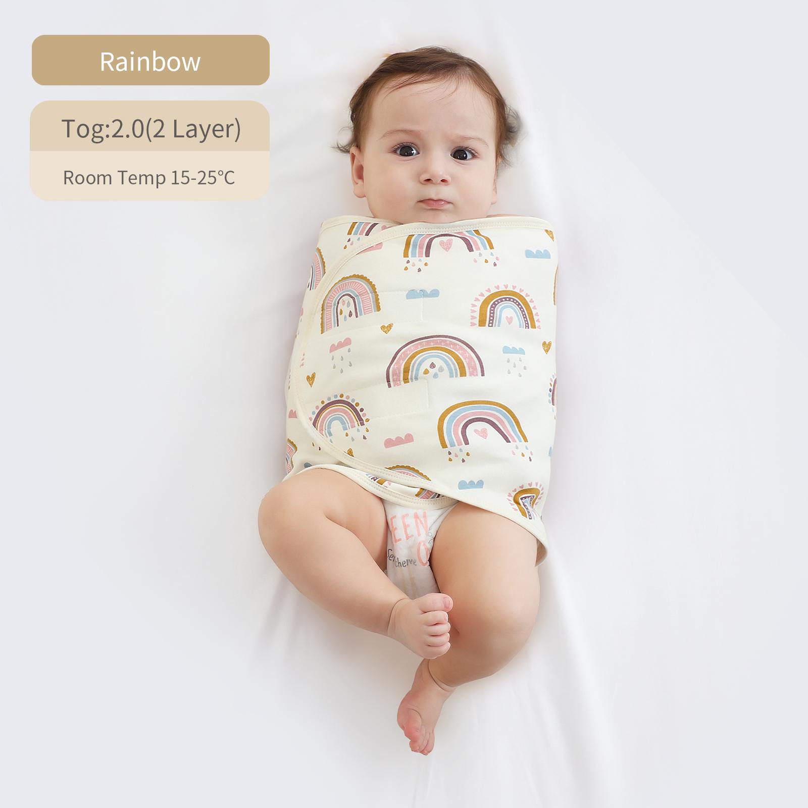 Dubbellaagse Baby Wikkeldeken Pasgeboren Baby Wikkelband Anti Schrik Sprong Deken Zomer Dun Katoen Zacht Verschoonkleed (as the picture,S) beige