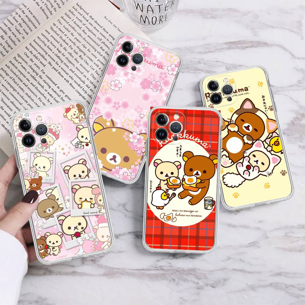 Popular Cute R-rilakkuma Bear Transparent Phone Case For IPhone 17 Air 16 Pro Max 15 14 13 12 11Plus Shockproof Cover