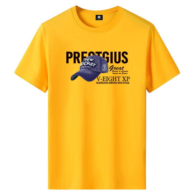 GMXIA Baumwoll Kurzarm T-Shirt Herrenmode Lockeres Halbarmhemd Bedruckt