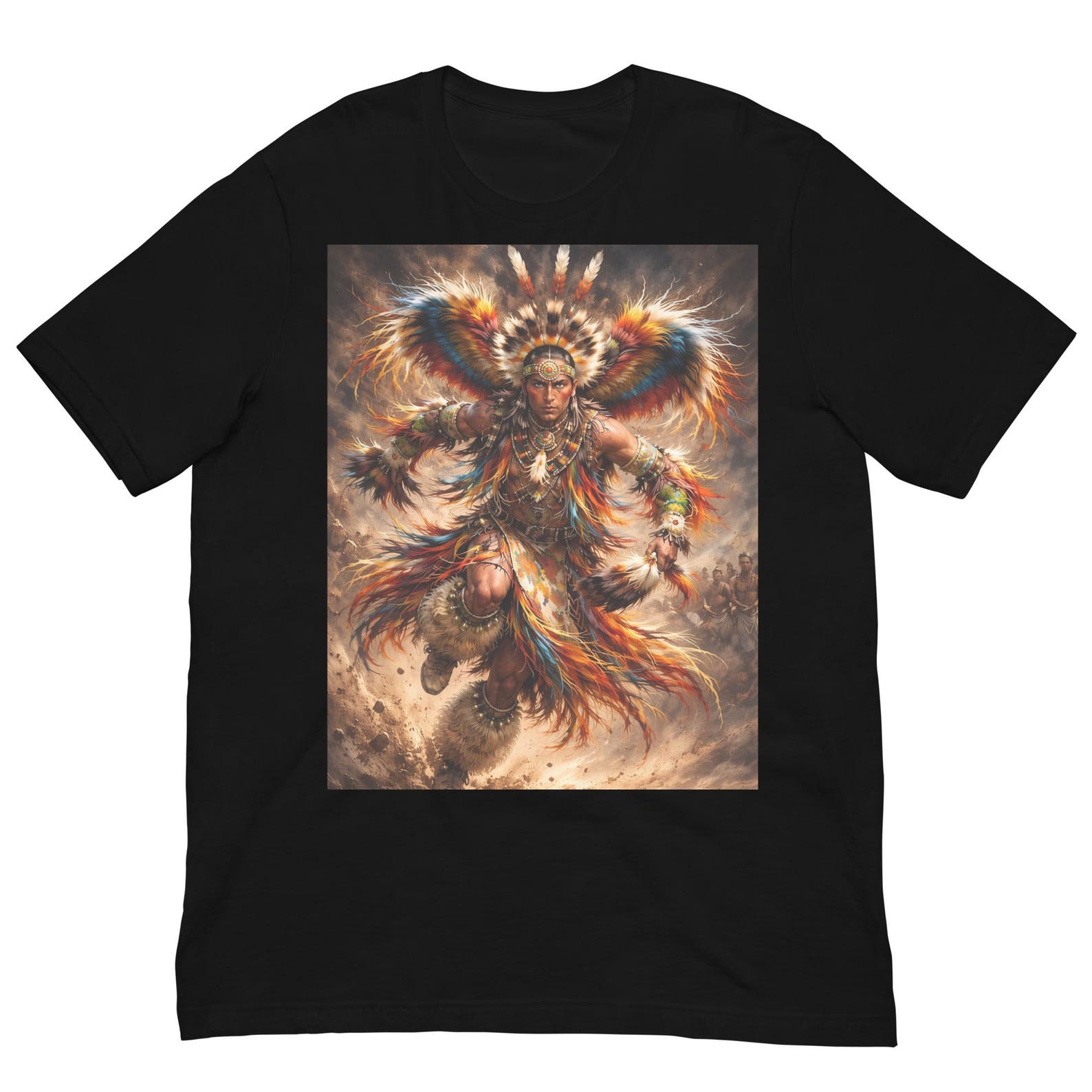 Native American Dancer Shirt, Tribal Powwow Warrior Tee, Indigenous Feather Dance Art, Cultural Heritage Graphic T-Shirt 2XL