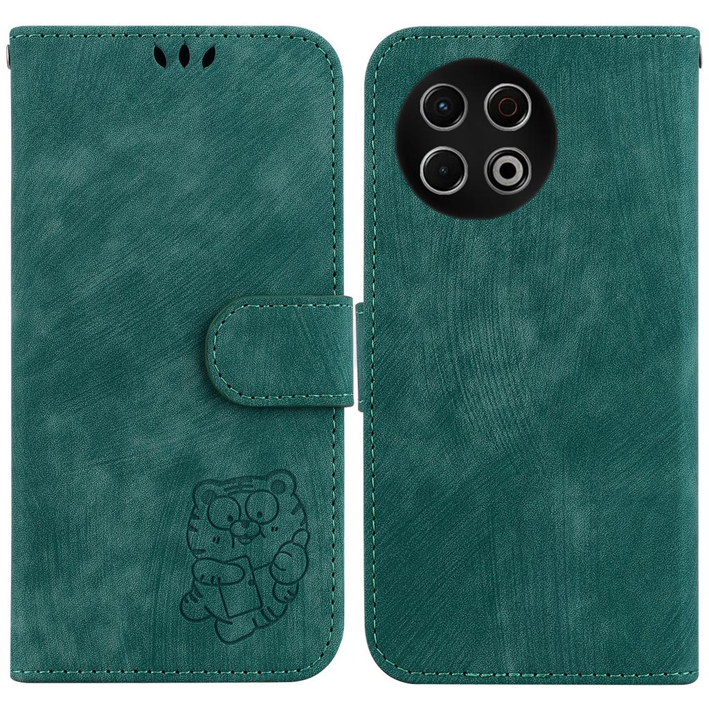 For TECNO Spark 30 Pro 4G Wallet Case Tiger Imprint Leather Shockproof Phone Cover with Wrist Strap