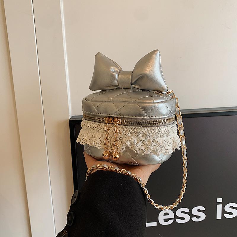 Adorable Mini Box Bag With Bowknots And Lace Chain Chic Style For Boys And Girls