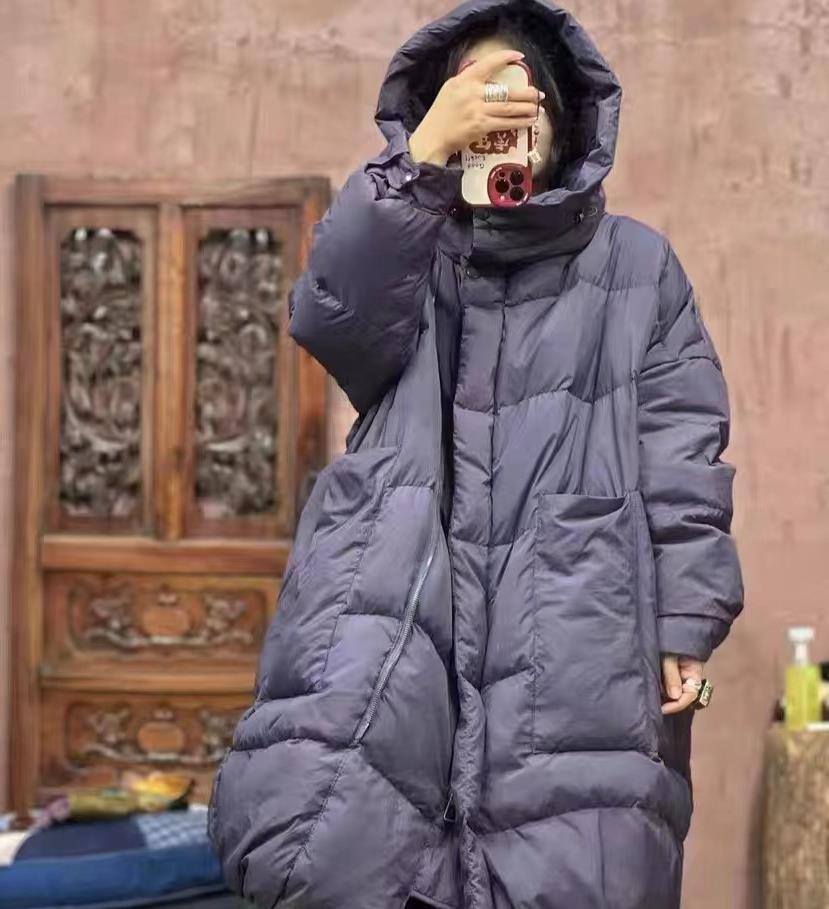 Winter New Medium and Long Casual Large Size Loose Hooded Down Jacket Women's Japan and Korea Fashion Thickened Coat Tide