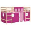 VidaXL Children's Mezzanine Bed and Curtains, Raised Bed for Children with Ladder, Bedroom Storage Furniture, Modern, Pink 3206975