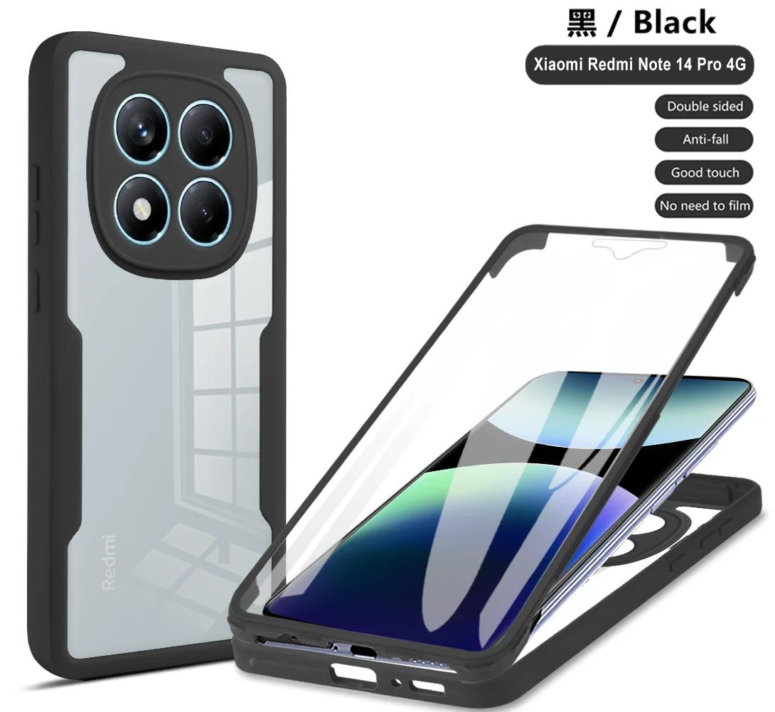 

Чехол-защита 360 на весь корпус для Xiaomi Redmi Note 14 Pro Plus 12S 11 10 13 Pro Чехлы Note 14 5G 4G Силиконовый прозрачный чехол для телефона Note 14 Pro чёрный