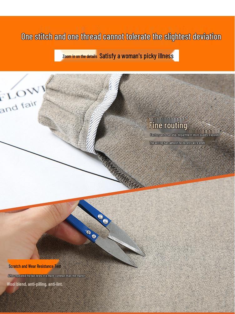 Women's Black Wool Fleece-Lined High Waist Loose Straight-Leg Harem Pants for Autumn and Winter