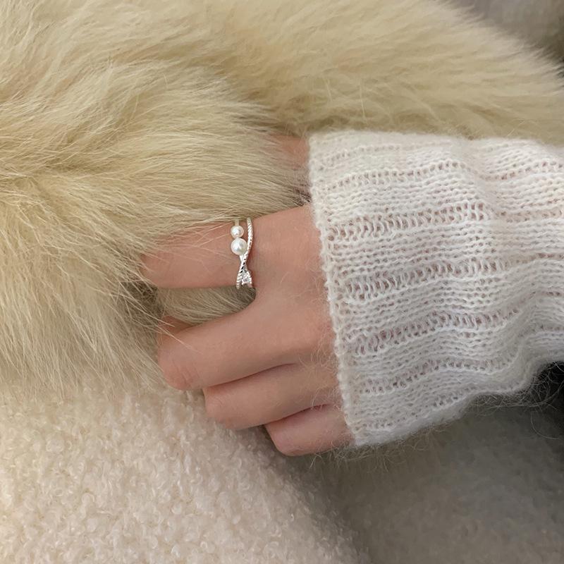 Inele Cruce Perle Niche Femei Simple Stil Rece Lux Ușor Senzație Seniorială Personalitate Modă Bijuterii Deget Arătător