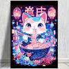1000pcs Jigsaw Puzzle Art Wall Decoration -Noodle Eating Cat Jigsaw Puzzle Room Home Wall Art Decoration Suitable for Birthday And Christmas Gifts Jig