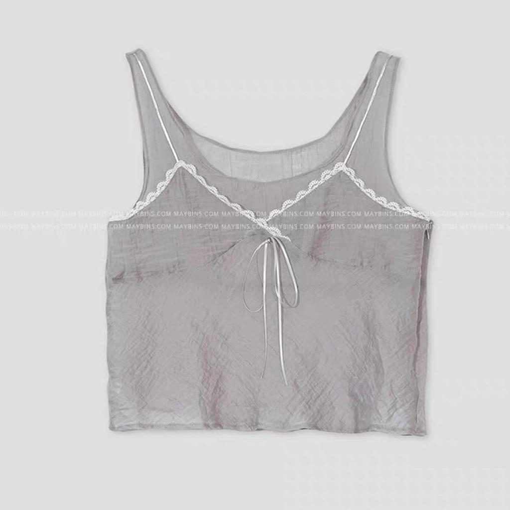 Summer sweet Korean design sense fake two casual solid color sling vest top women's clothing