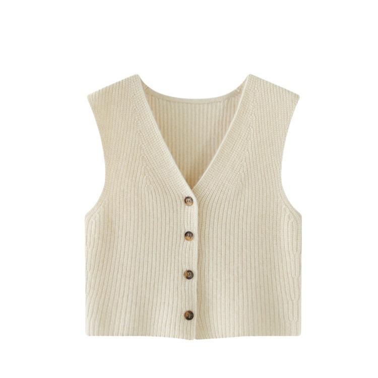 New 2024 Autumn/Winter Women's Cashmere Knitted Vest – Short, Sleeveless Sweater Cardigan