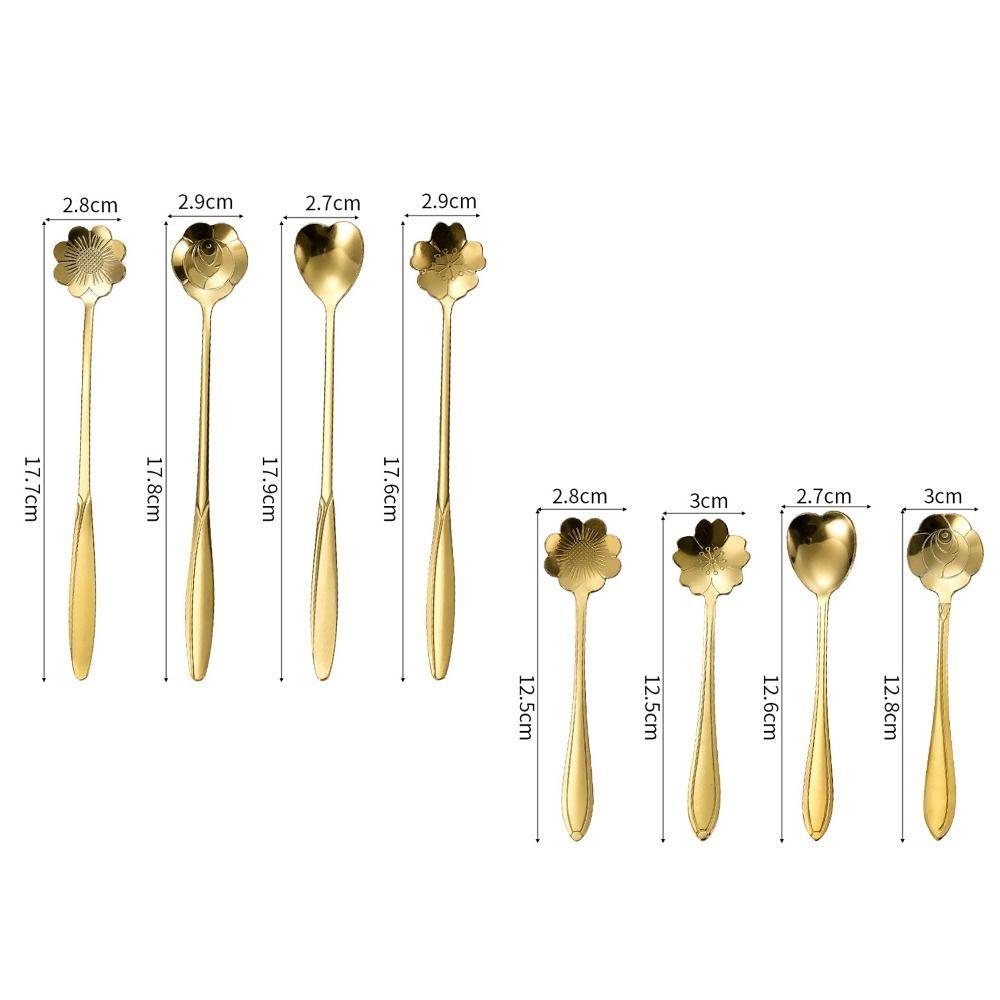 Gold Silver Stirring Spoon SAKURA ROSE LOVE Coffee Spoon Creative Dessert Spoon  for Kitchen Tools