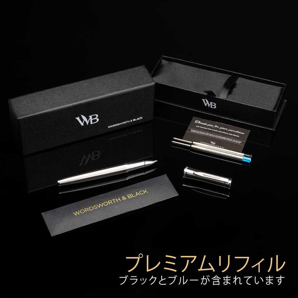 Wordsworth and Black Rollerball Pen Luxury Pen Chrome Silver Ink Gift for Men Professional Lovely Luxury Pen - - Finish, Lacquer, Refill, Refillable,