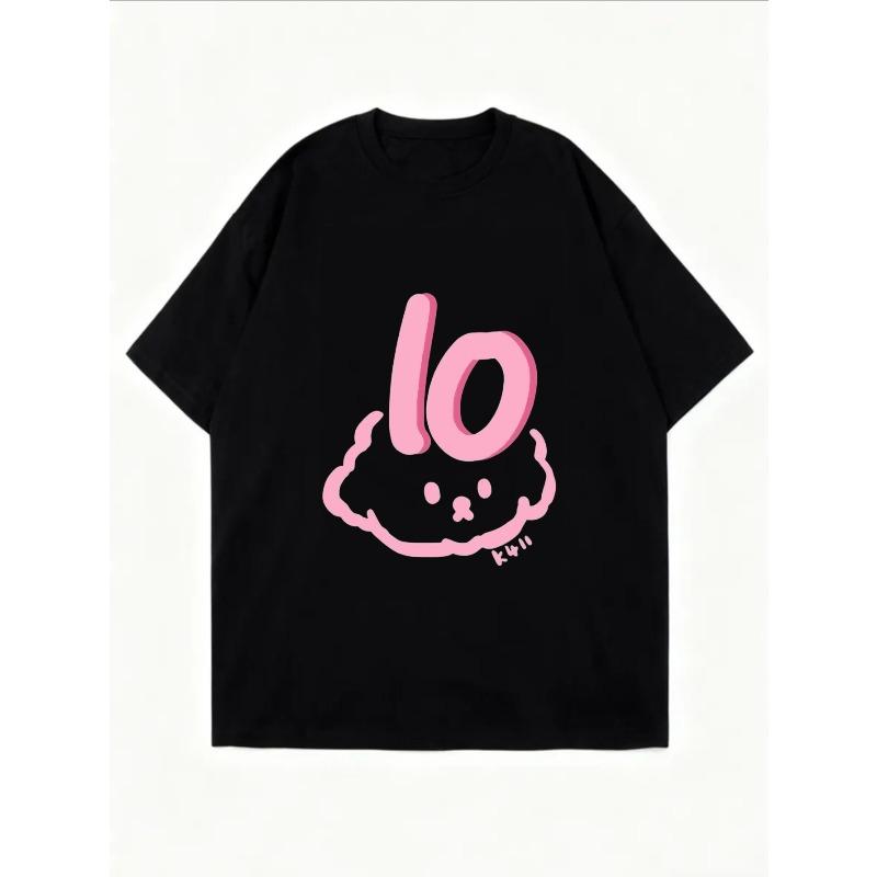 White Oversized T Shirt With Pink Cloud And Lo Kuu Print For Casual Wear