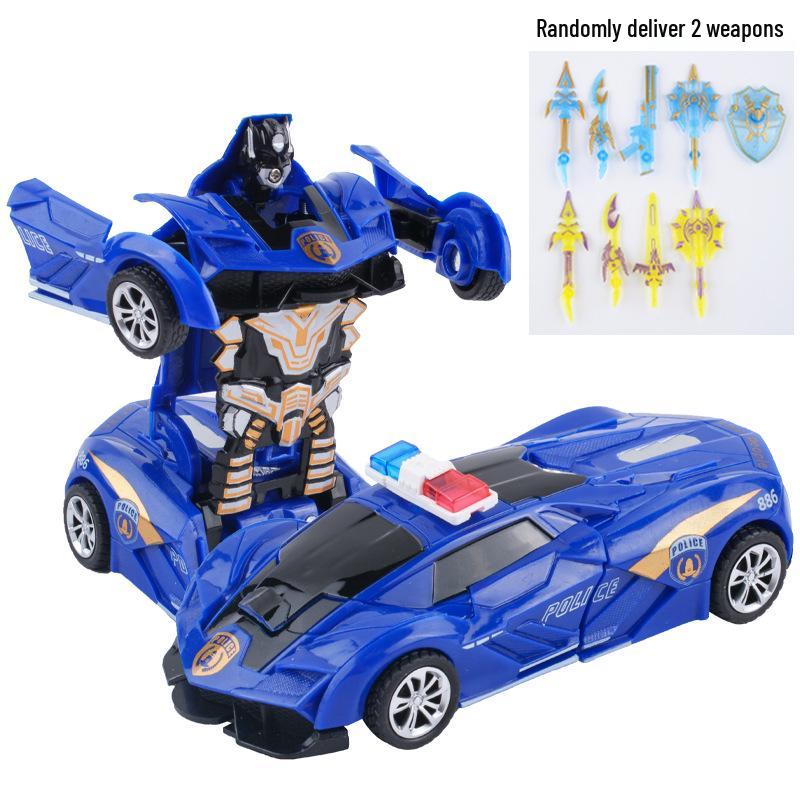 Children's Deformation Toy Car - One-Key Inertia Impact Puzzle Vehicle