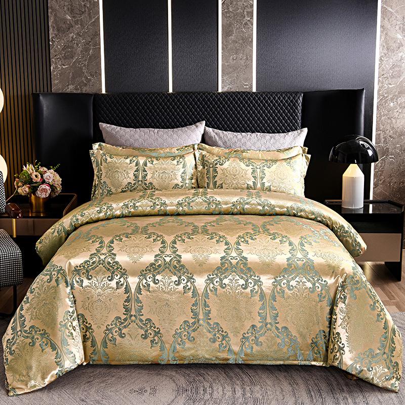 European Silk Cotton Jacquard Wedding Bedding Set - Four-Piece Duvet Cover Gift