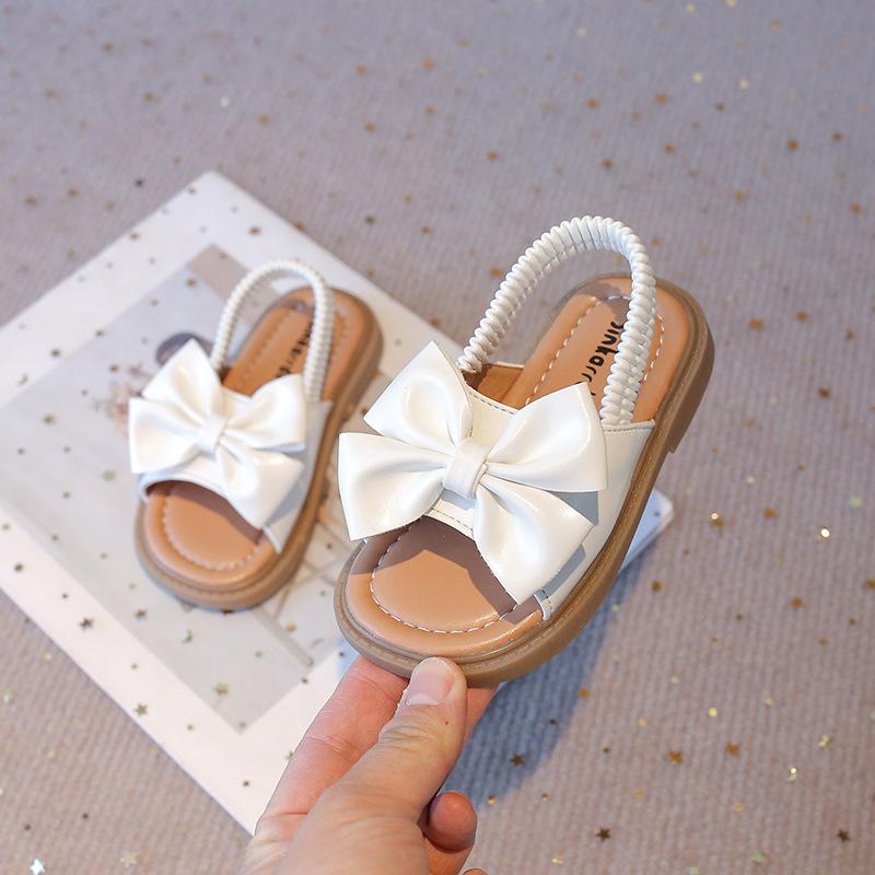 Girls' Shoes 2025 Summer New Bow Girls' Sandals Fashion Princess Shoe Comfortable Children's Shoe Allmatch Flat Student Shoes