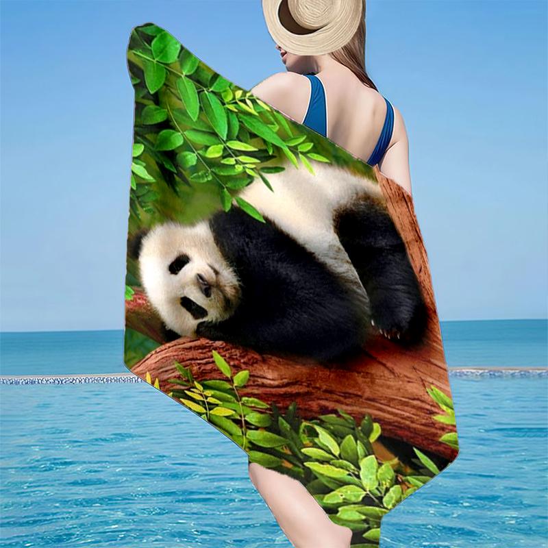 Panda In Floral Paradise Beach Towel, Super Soft Microfiber, Gift for Her/Him, Birthday, for Pool, Beach, Travel, Home Decor Fan gifts