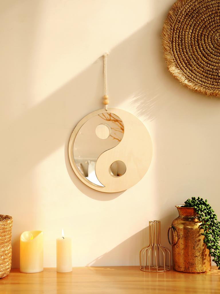 Yin Yang Mirror Wall Hanging Wall Decor Wooden Tai Chi Bagua Diagram Bedroom Living Room Decors Aesthetic Home Decoration Crafts