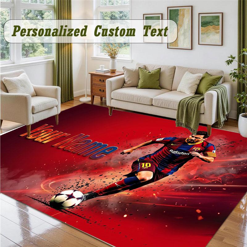 Crystal Velvet Square Rug Custom NameLionel Messi Pattern Non Slip Home Floor Decor Rug