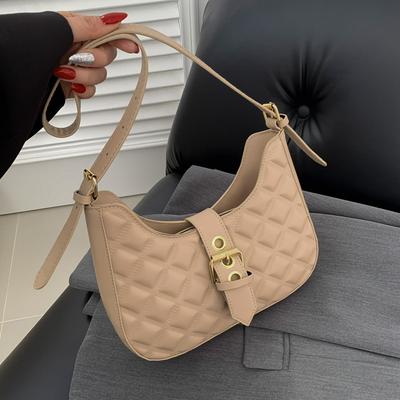Women'S Textured Rhombus Embroidery Thread Commuter Small Bag Women'S Underarm Bag Spring Shoulder Underarm Bag
