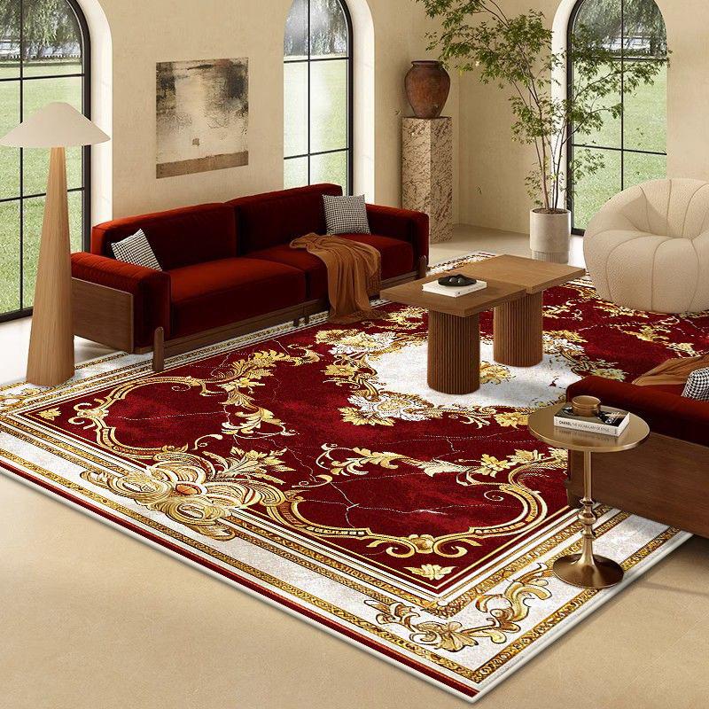 

Modern Luxury Red Decorative Rug for Living Room Easy Clean Coffee Tables Mat Big Size Soft Bedroom Cloakroom Carpet Washable 1.9x2.9ft(60x90cm)