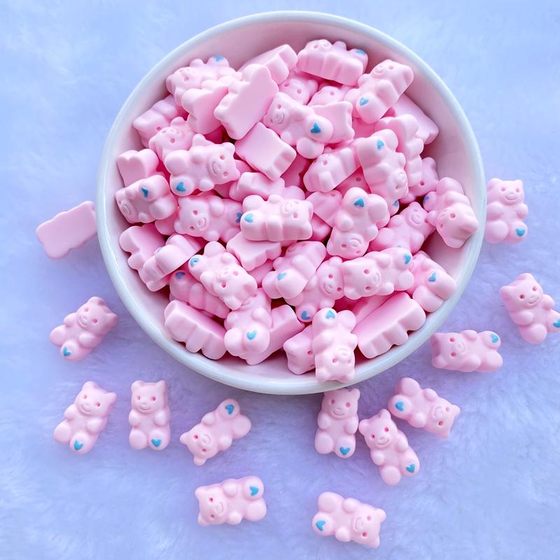 20Pcs New Cute Resin Cartoon Little Bear Series Flat Back Manicure Parts Embellishments For Hair Bows Accessories
