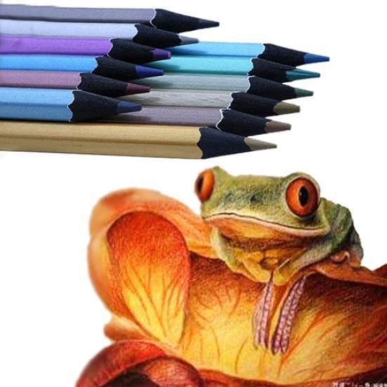 12 Colors Metallic Non-toxic Drawing Pencils Painting Sketching Pens Kids Gifts