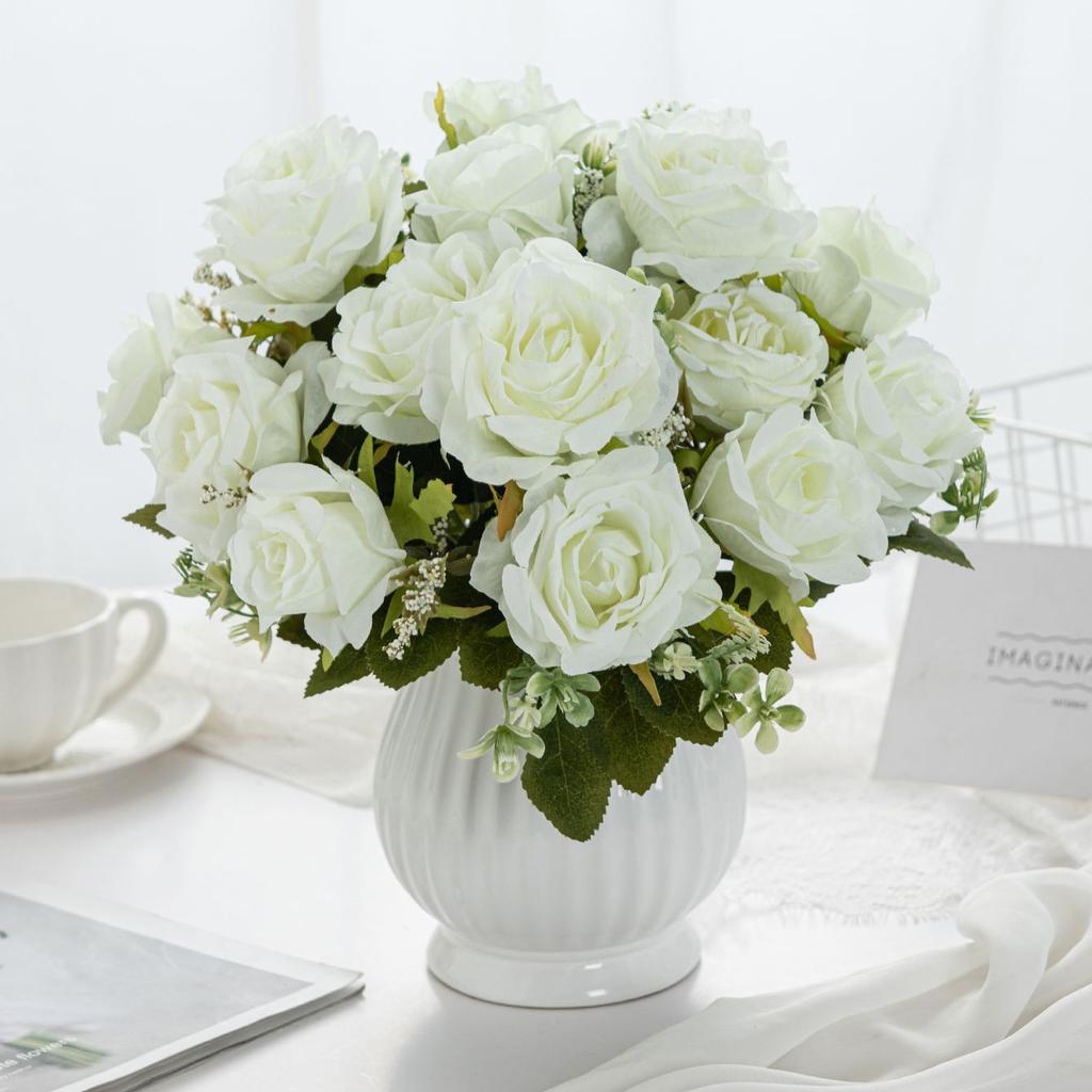Artificial Flower 5 Head Silk Rose Wedding Brial Bouquet Valentine's Decor Home Room Garden Yard Scrapbooking Diy Gifts Products